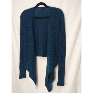 American Eagle Cardigan TEAL Sweater Open Waterfall Sz XS Peacock Blue Knit